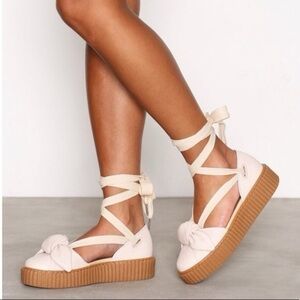 Puma Fenty Knot-Detail Ballerina Platforms in Light Beige